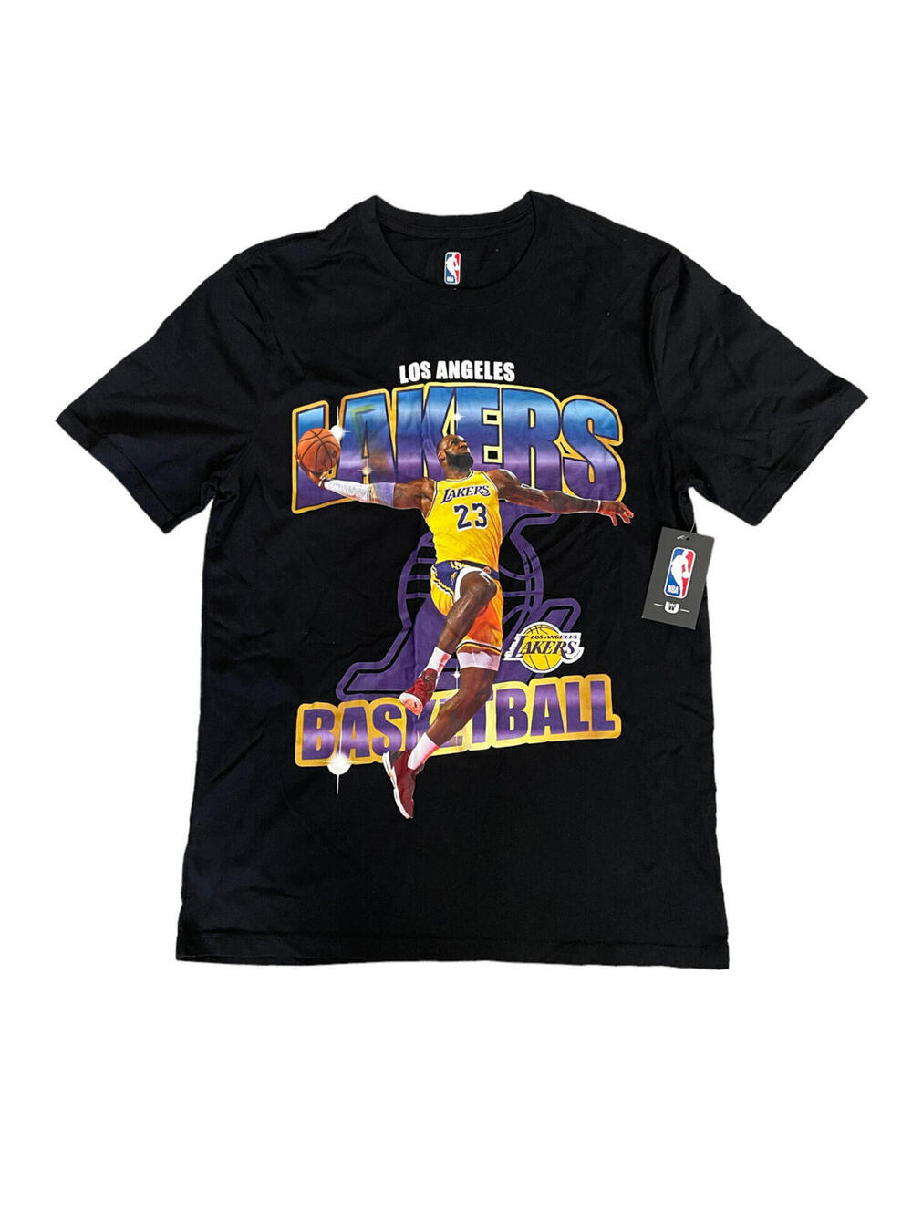 Los Angeles Lakers Lebron James Black Tee Shirt NBA Basketball Size Medium New